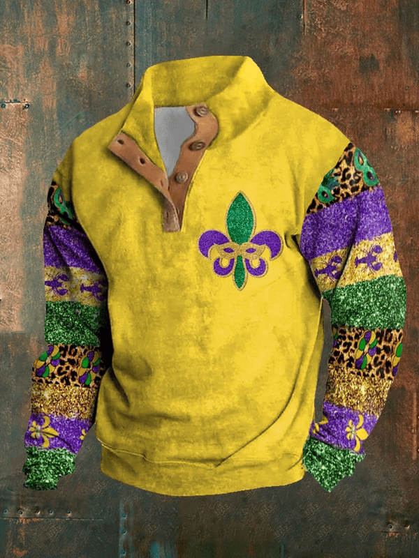 Mardi Gras Fleur De Lis Half Button Sweatshirt Mardi Gras Apparel Gift Ideas For Brother