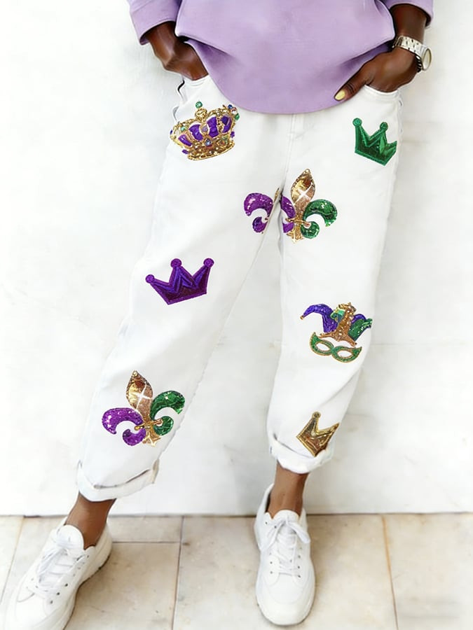 Mardi Gras Fleur De Lis Sweatpants Mardi Gras Themed Clothes Gifts For Women's Mardi Gras Fleur De Lis Sweatpants Mardi Gras Themed Clothes Gifts For Women's