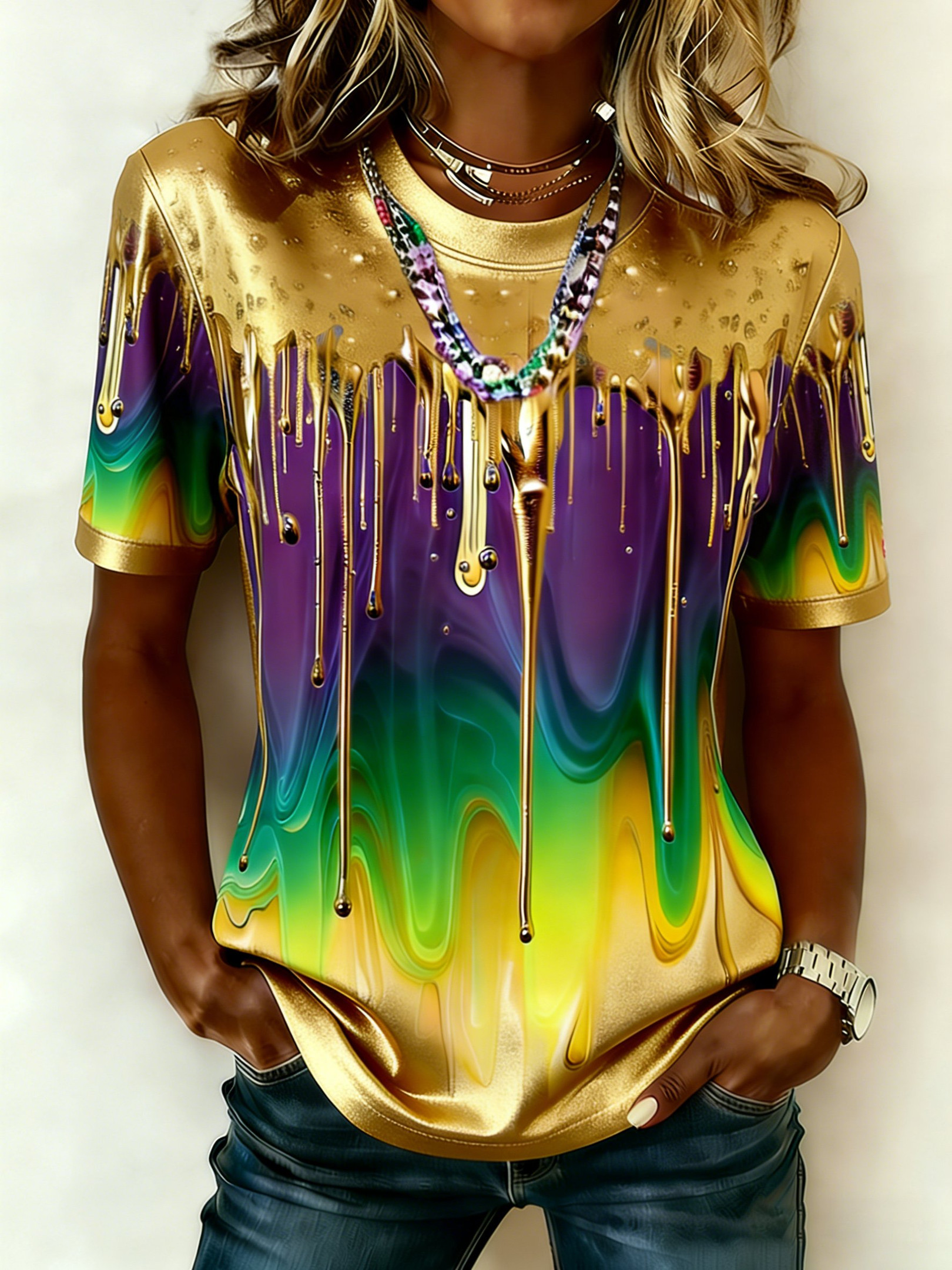 Mardi Gras Gradient T-Shirt Mardi Gras Apparel Women Unique Gifts For Sisters