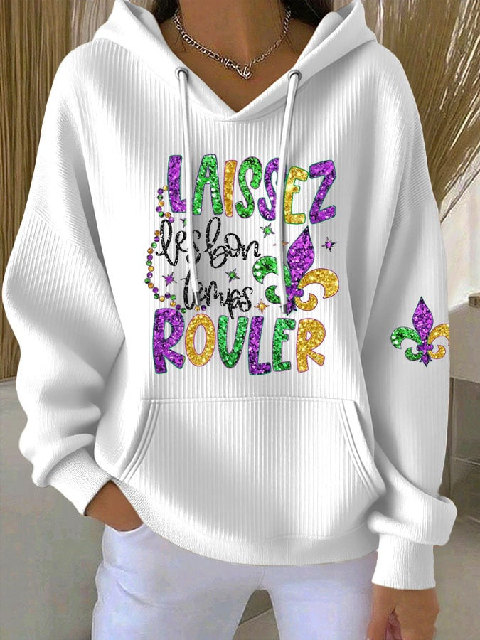 Mardi Gras Laissez Les Bon Temps Rouler Waffle Hoodie Fleur De Lis Mardi Gras Hoodie Mom Gifts