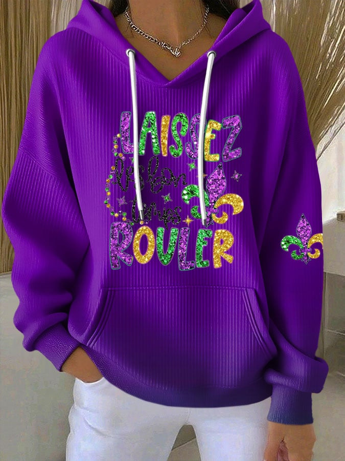 Mardi Gras Laissez Les Bon Temps Rouler Waffle Hoodie New Orleans Mardi Gras Hoodie Wife Gifts