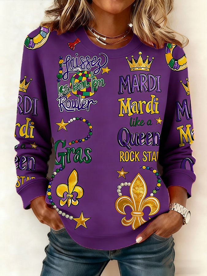 Mardi Gras Like A Queen Waffle Sweatshirt Mardi Gras Shirts Women Gifts For Sister