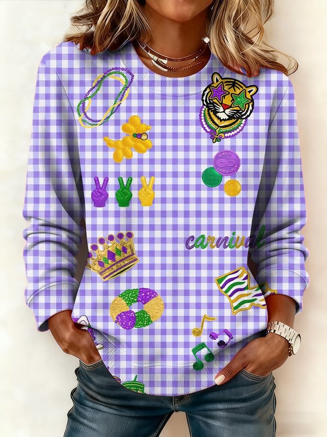 Mardi Gras Plaid Sweatshirt Mardi Gras Apparel Gift Ideas For Sister Mardi Gras Plaid Sweatshirt Mardi Gras Apparel Gift Ideas For Sister
