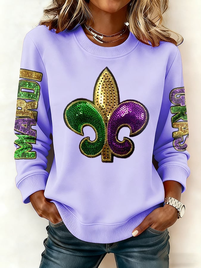 Mardi Gras Print Sweatshirt Mardi Gras Women's Clothing Gifts For Girlfriend