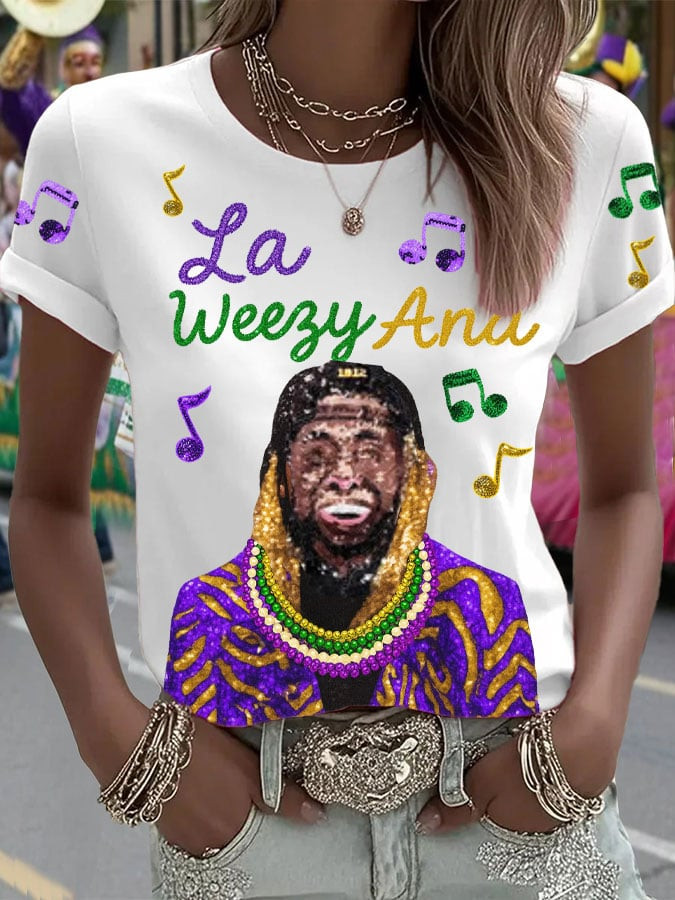 Mardi Gras Shirt Mardi Gras Women's Clothing La Weezy Ana T-Shirt Gift Ideas For Mom