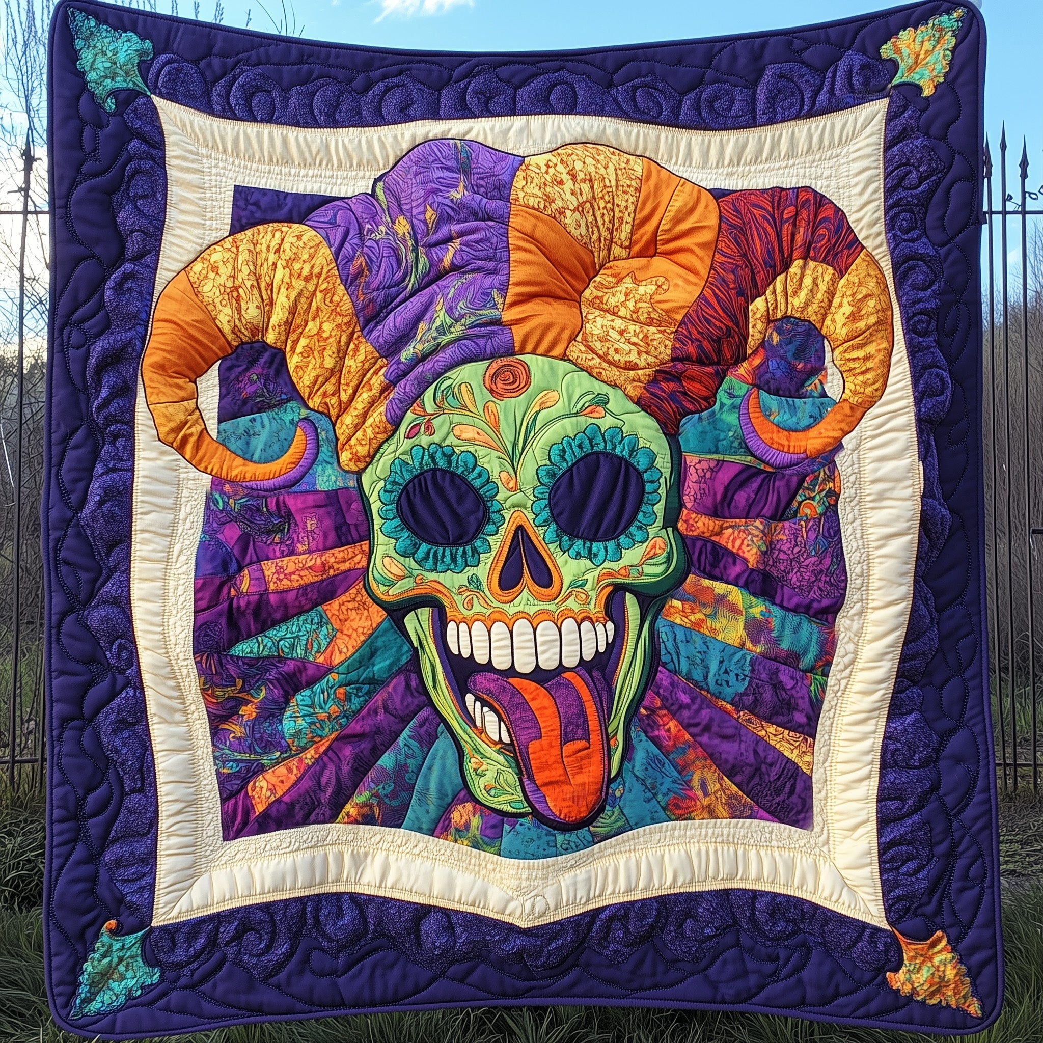 Mardi Gras Skull Jester Quilted Blanket Sofa Throw BlanketMardi Gras Gifts For Men