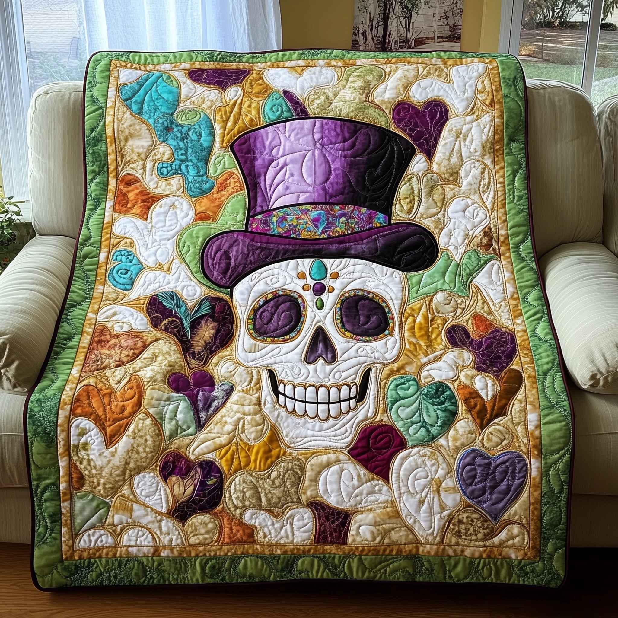 Mardi Gras Skull Quilted Blanket Sofa Throw BlanketMardi Gras King And Queen Gifts
