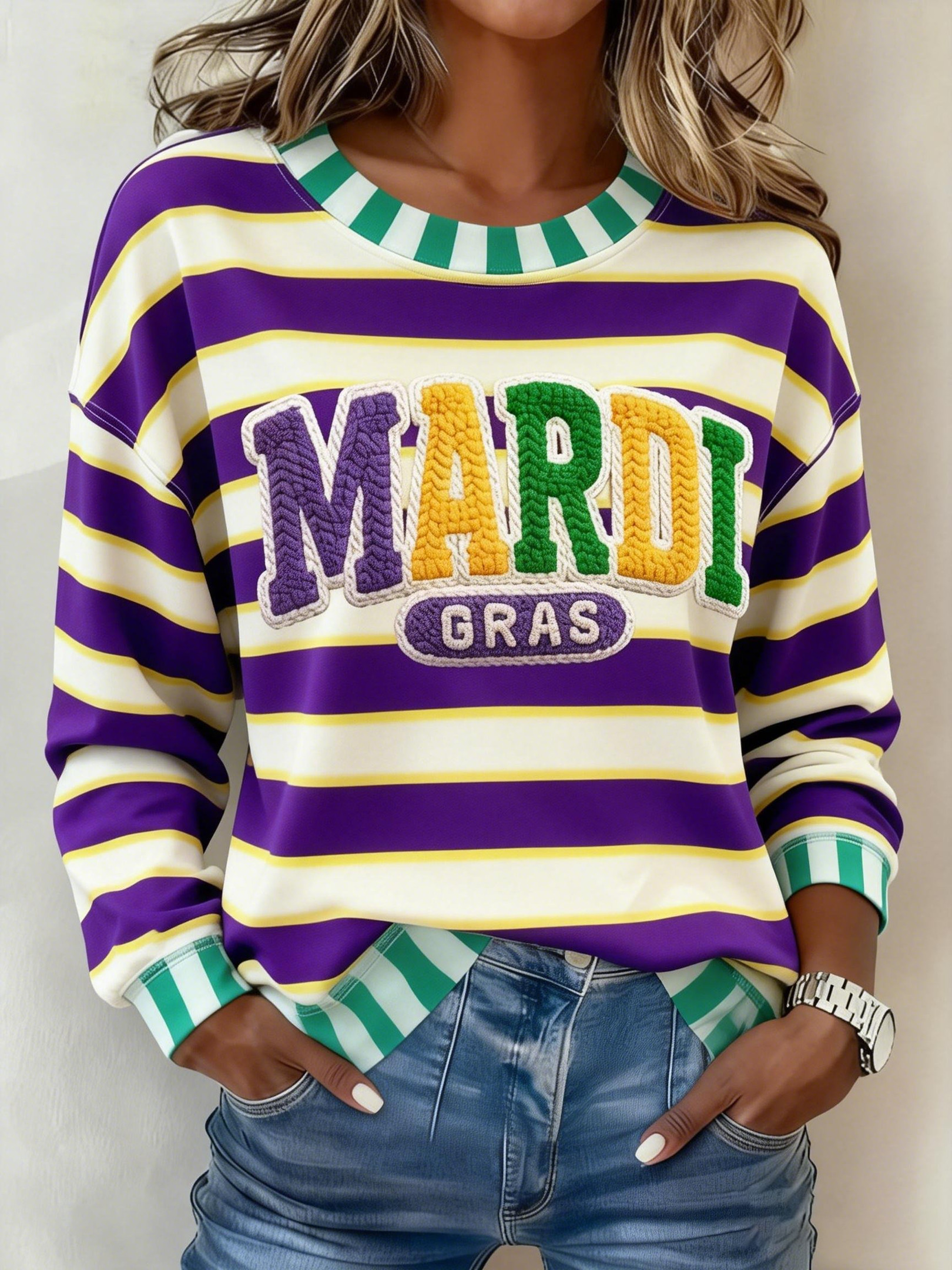 Mardi Gras Sweatshirt Cute Clothes For Mardi Gras Holiday Clothing Gifts For Girlfriend