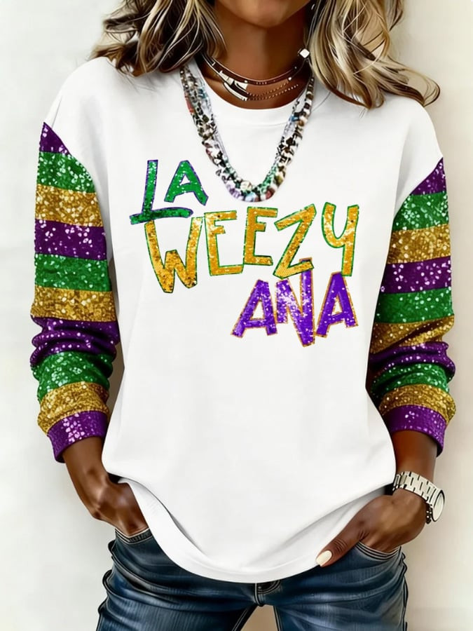 Mardi Gras Sweatshirt New Orleans Mardi Gras Clothes Festival Sweatshirt La Weezy Ana