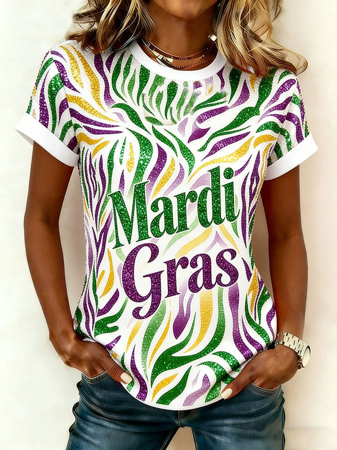 Mardi Gras T-Shirt Fleur De Lis Mardi Gras Clothes Women New Orleans Shirt Wife Gifts