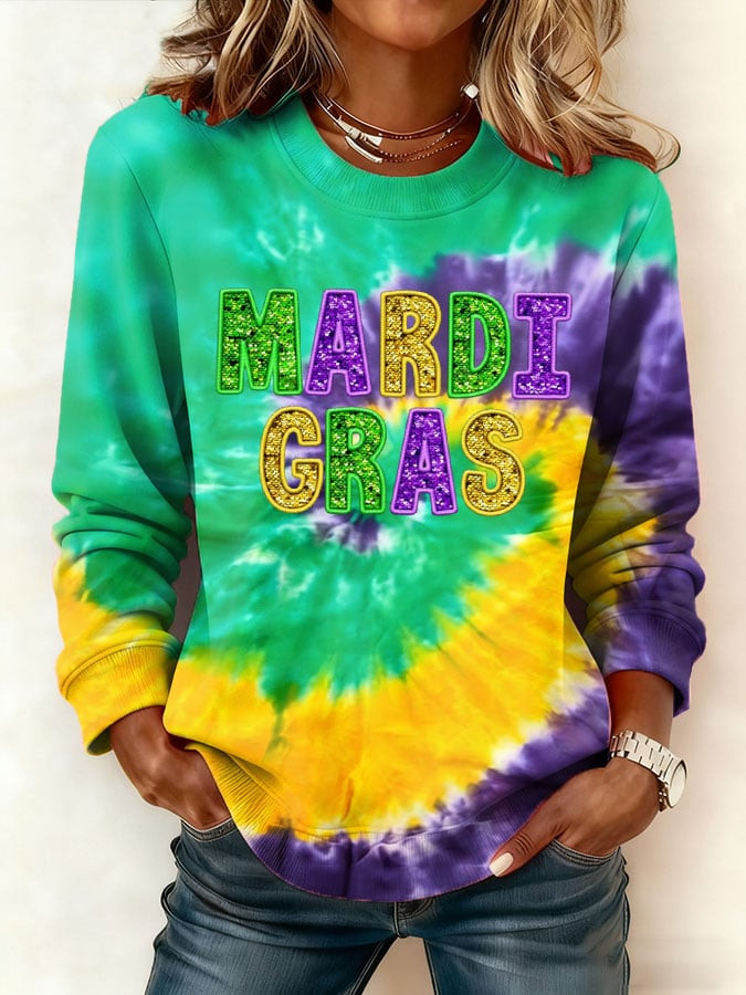 Mardi Gras Tie Dye Sweatshirt Funny Mardi Gras Shirts Best Gifts For Mom