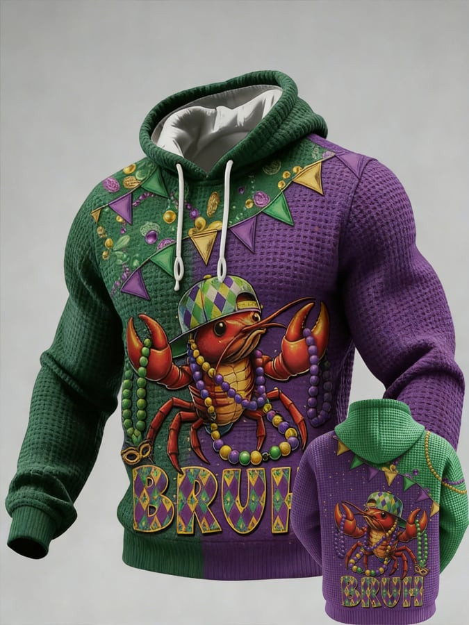Mardi Gras Waffle Hoodie Funny Crawfish Carnival Mardi Gras Clothes For Sale
