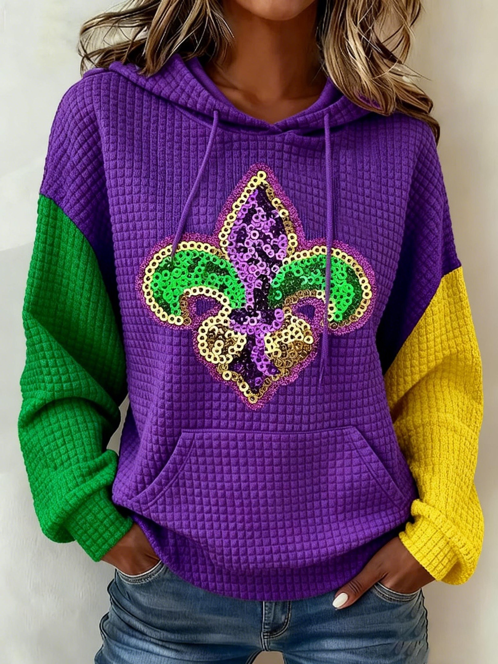 Mardi Gras Waffle Hoodie Mardi Gras Apparel For Women Fat Tuesday Hoodie Gifts For Holiday