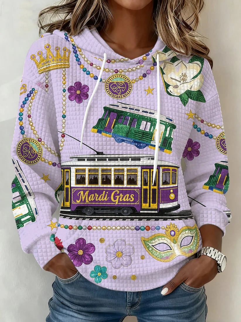 Mardi Gras Waffle Hoodie Mardi Gras Clothes Women Fat Tuesday Hoodie Gifts For Wife