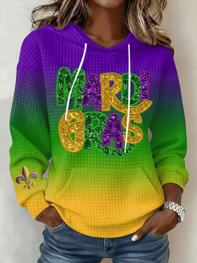 Mardi Gras Waffle Hoodie Mardi Gras Themed Clothes New Orleans Hoodie Gifts For Mother