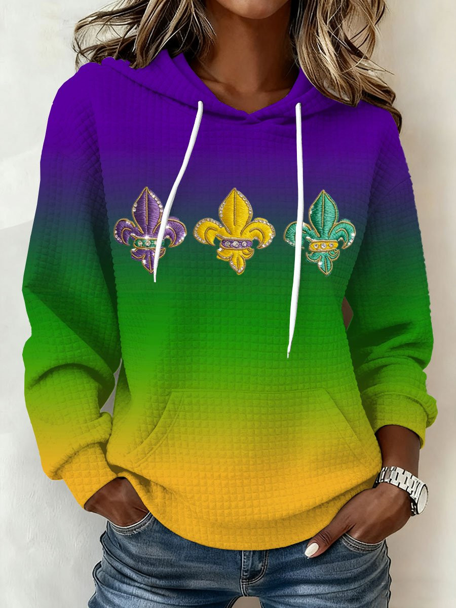 Mardi Gras Waffle Hoodie Mardi Gras Women's Clothing Fat Tuesday Apparel Gifts For Wife