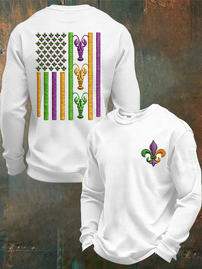 Mardi Gras Waffle Sweatshirt Crawfish Flag Mardi Gras Apparel Gifts For Brother