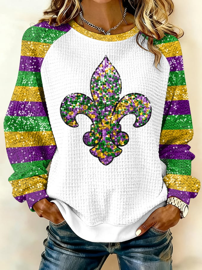 Mardi Gras Waffle Sweatshirt Cute Mardi Gras Clothes Gifts For Wife