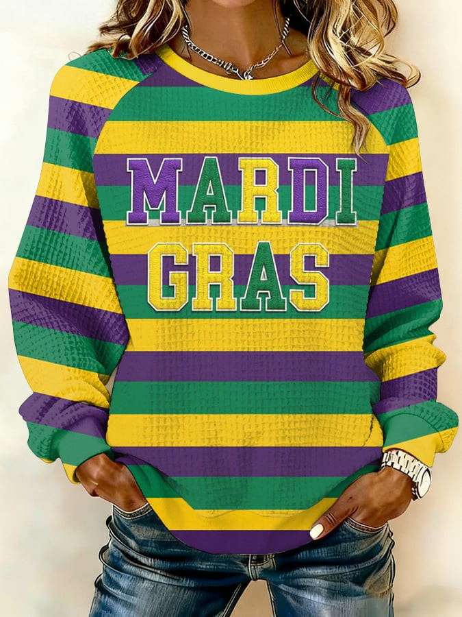 Mardi Gras Waffle Sweatshirt Women's Mardi Gras Apparel Gifts For Wife