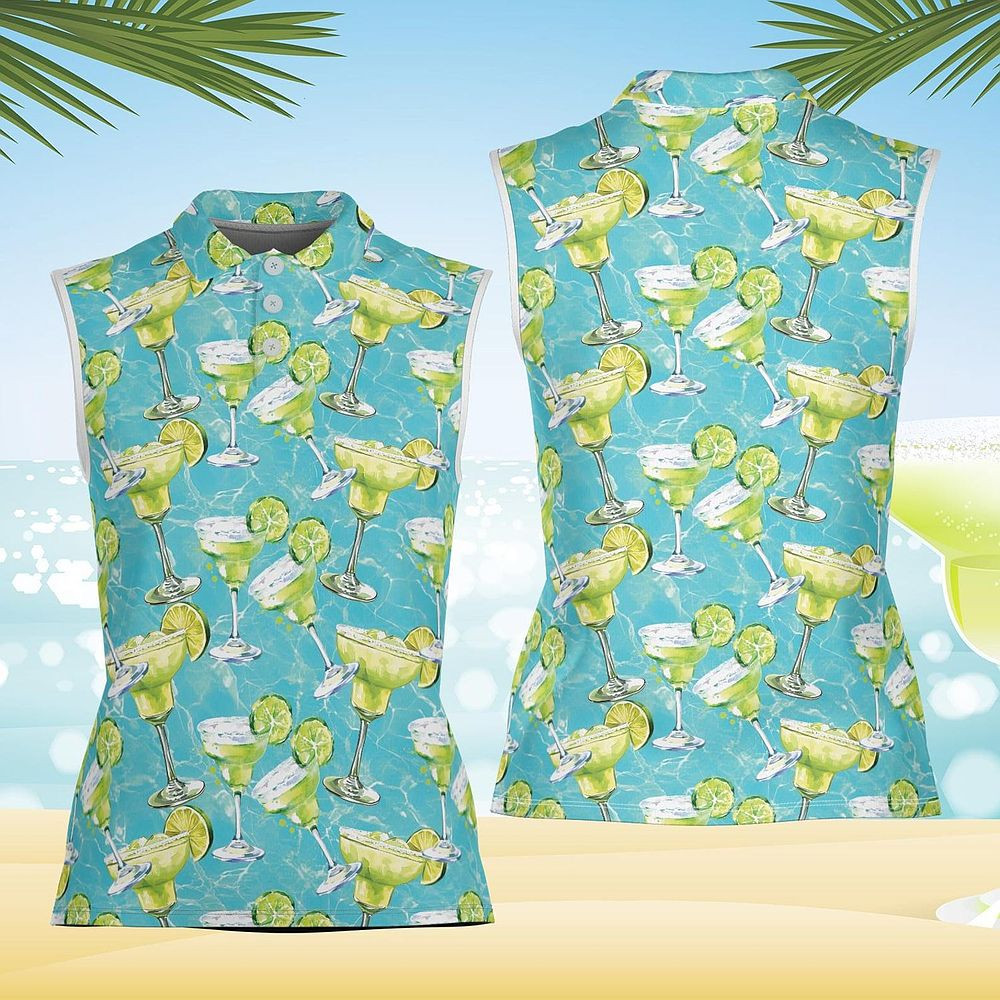 Margarita Cocktail Women's Polo Shirt Cocktail Summer Sleeveless Polo Shirt Cocktail Lover Gift