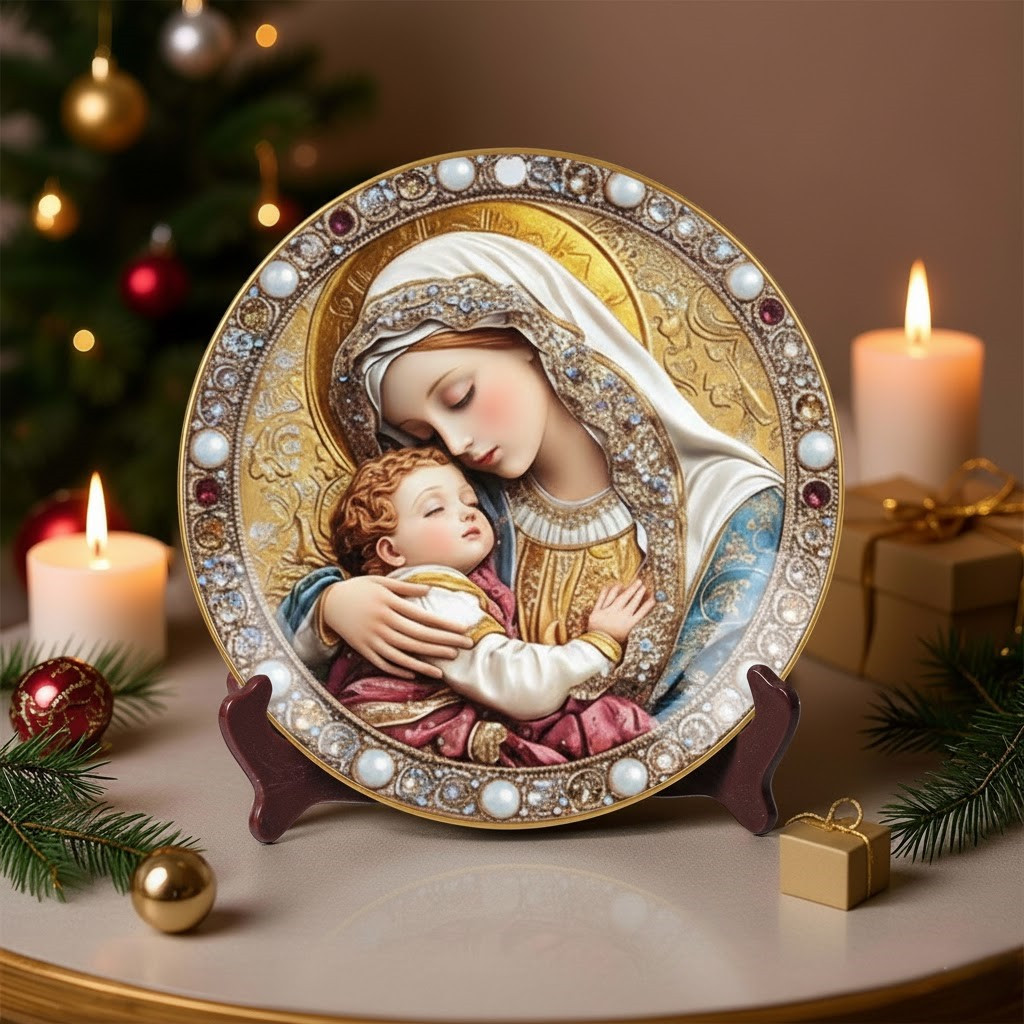 Maria Maternal Grace Christmas Ceramic Plate Meaningful Xmas Present Ideas For Nana