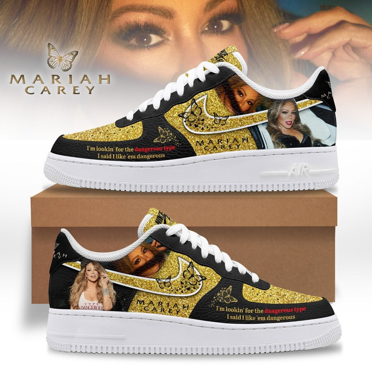 Mariah Carey Dangerous Type AF1 Shoes Cool Gifts For Music Lovers