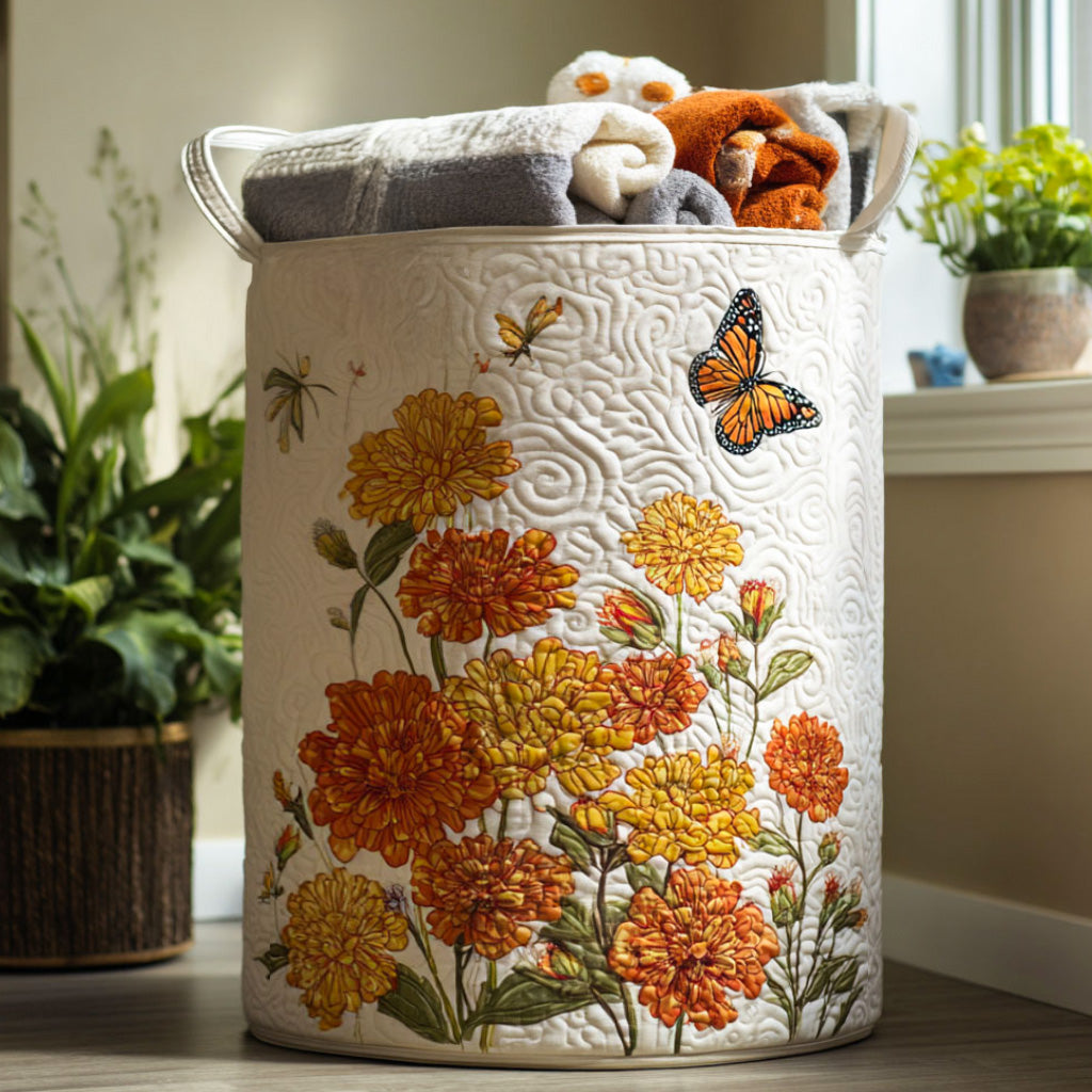 Marigold Spirit Quilted Laundry Basket Perfect Gift For Your House