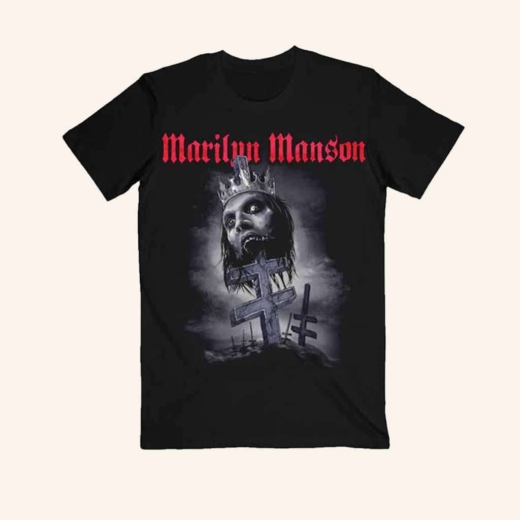 Marilyn Manson Merch Impaled Double Cross T-Shirt Gift For Rock Band Fans Marilyn Manson Merch Impaled Double Cross T-Shirt Gift For Rock Band Fans