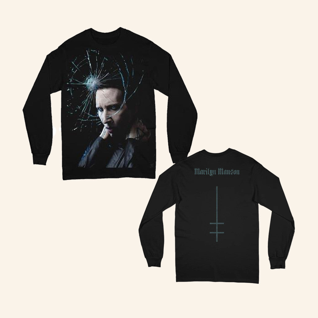 Marilyn Manson Merch Shattered Long Sleeve T-Shirt Gifts For Him Marilyn Manson Merch Shattered Long Sleeve T-Shirt Gifts For Him