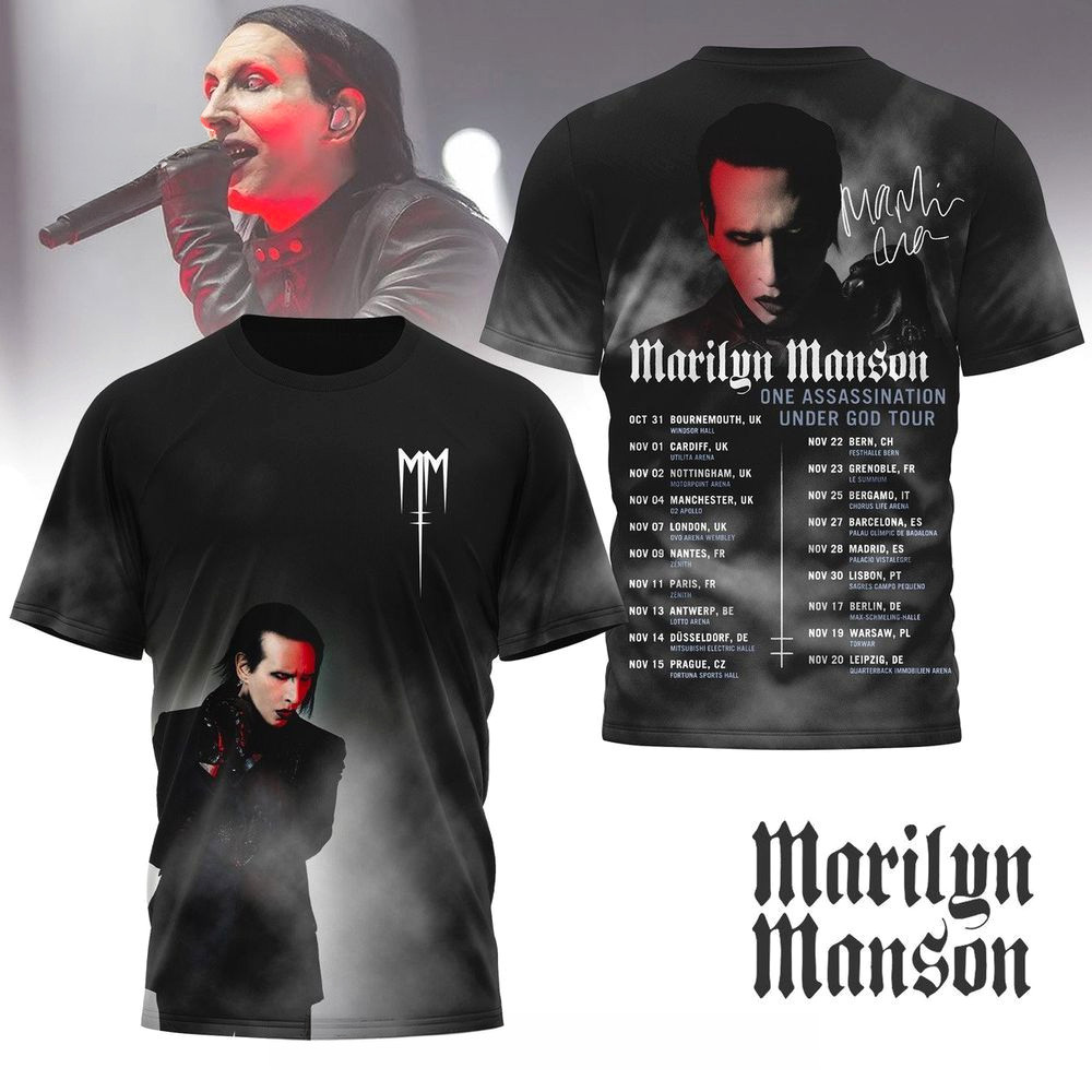 Marilyn Manson One Assassination Under God Tour T-Shirt Marilyn Manson Merch Fans Gifts