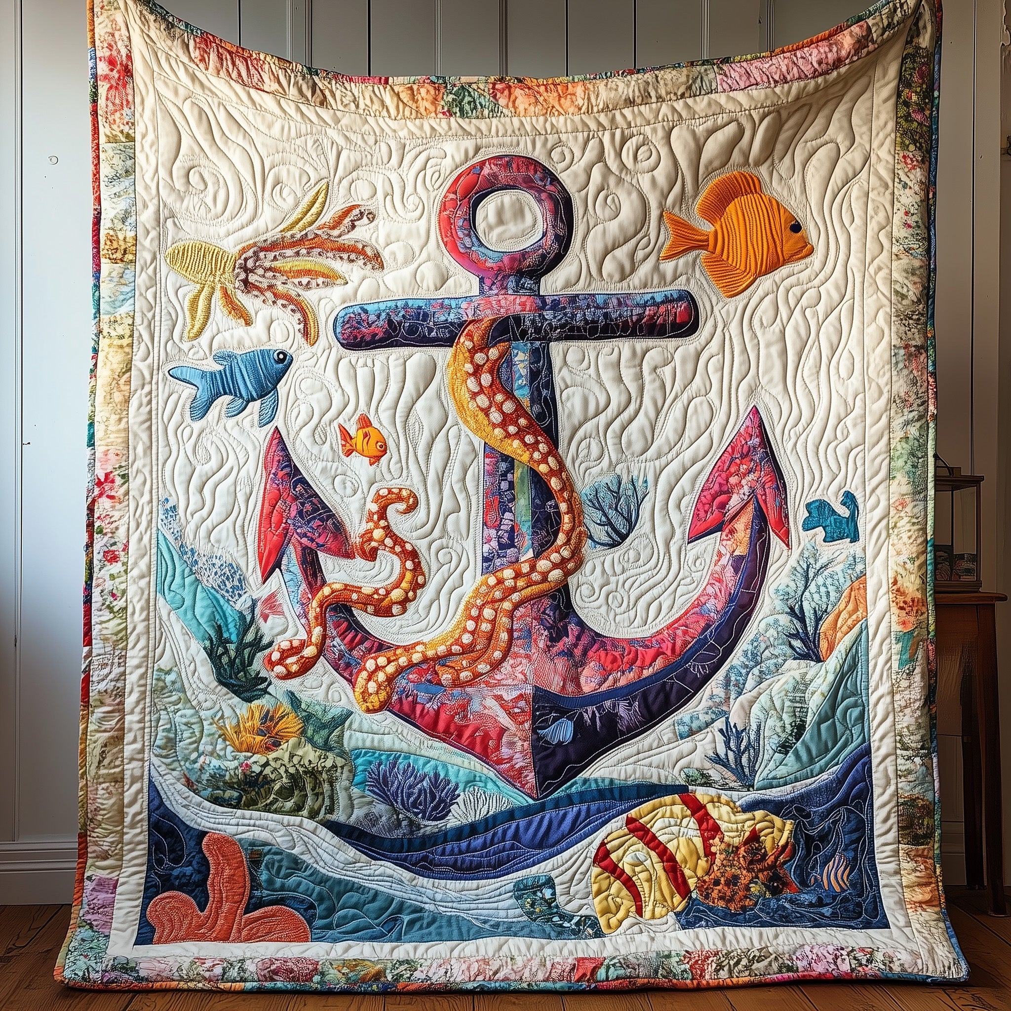 Marine Anchor  Quilted Blanket Cute Soft BlanketAnchor Gift Ideas