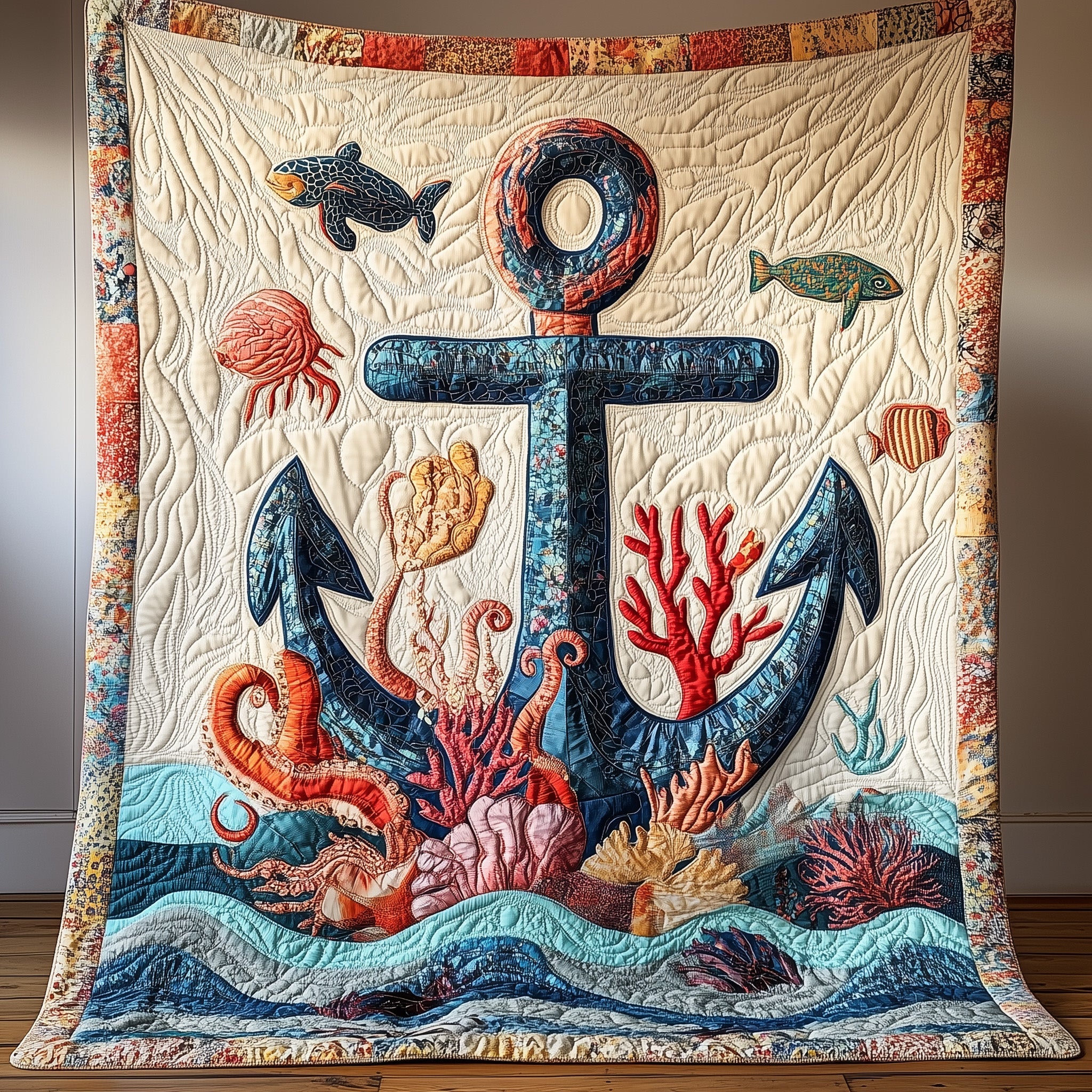 Marine Anchor  Quilted Blanket Cute Soft BlanketAnchor Gifts For Him Christmas