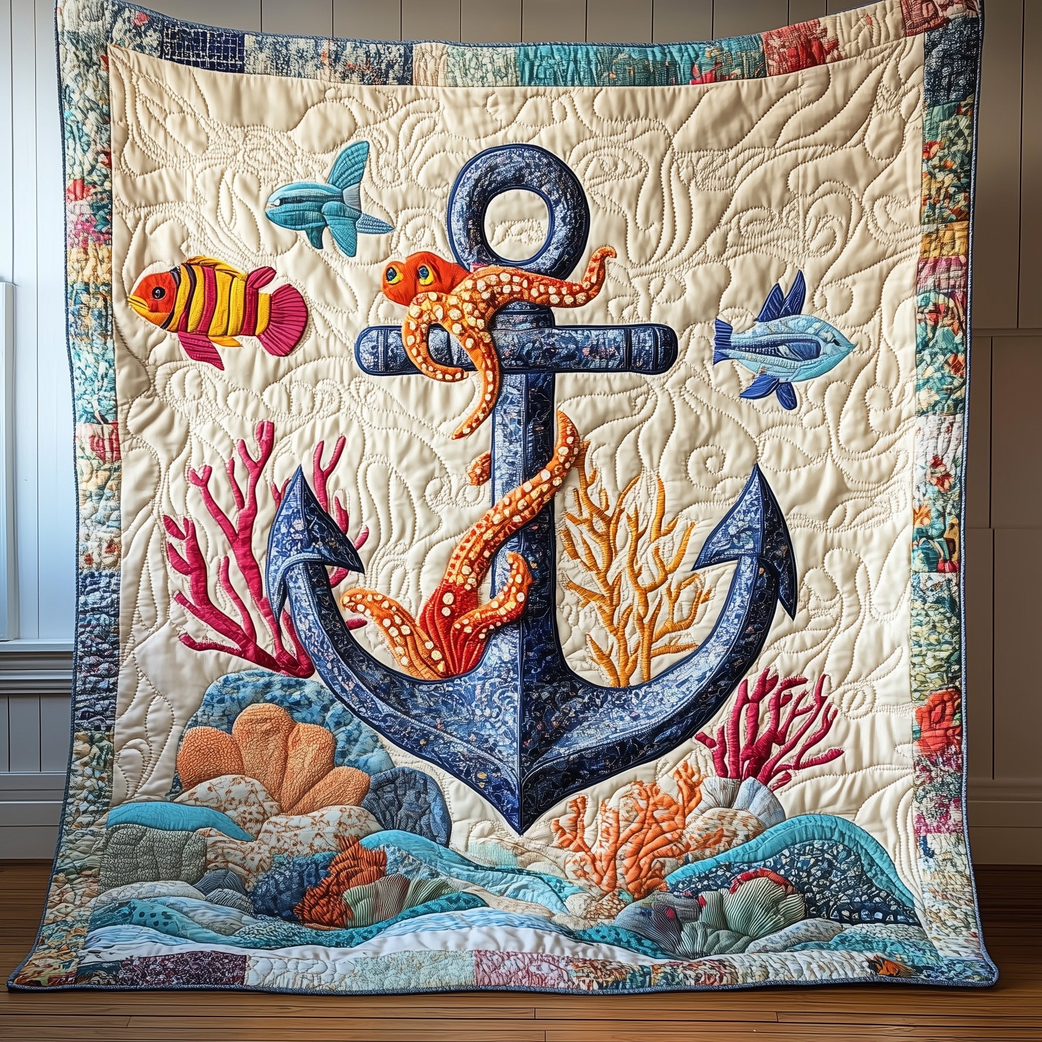 Marine Anchor  Quilted Blanket Cute Soft BlanketAnchor Gifts For Men Christmas
