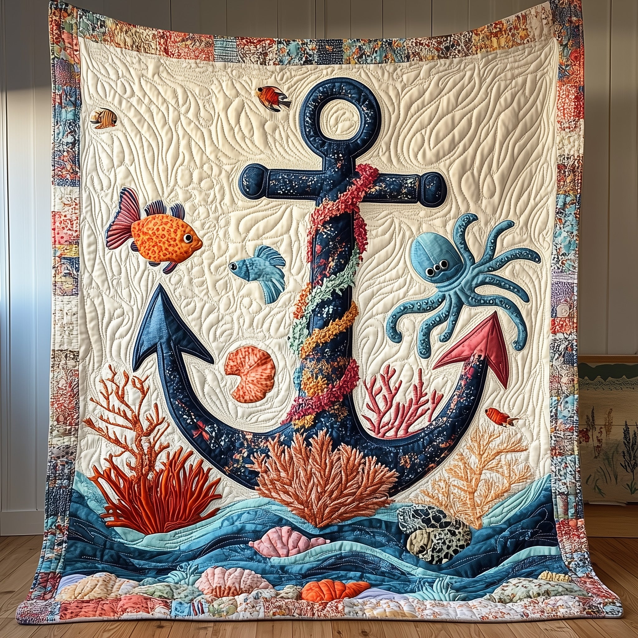 Marine Anchor  Quilted Blanket Cute Soft BlanketBest Themed Anchor Gifts