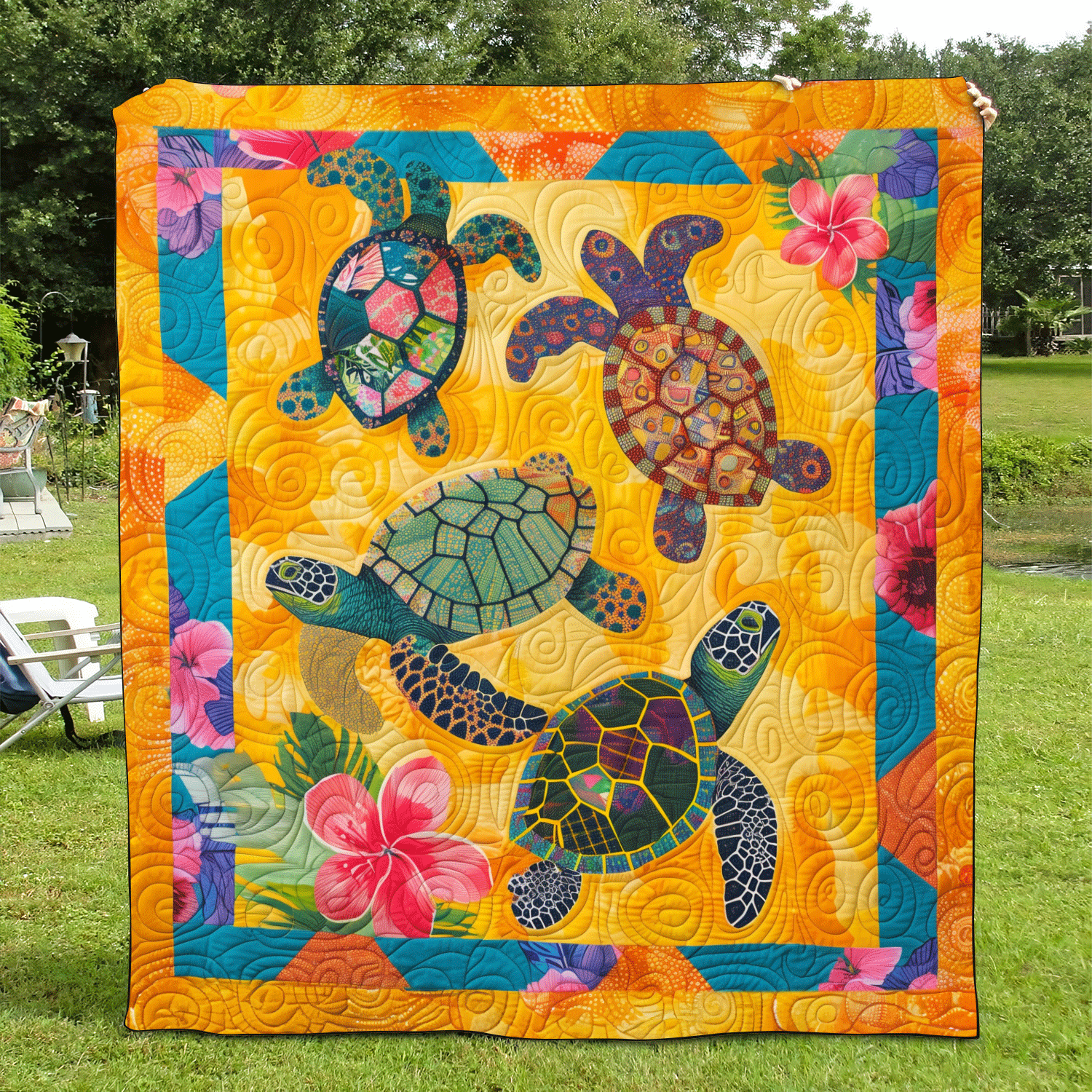 Marine Bliss Quilted Blanket Gifts For A Turtle Lover