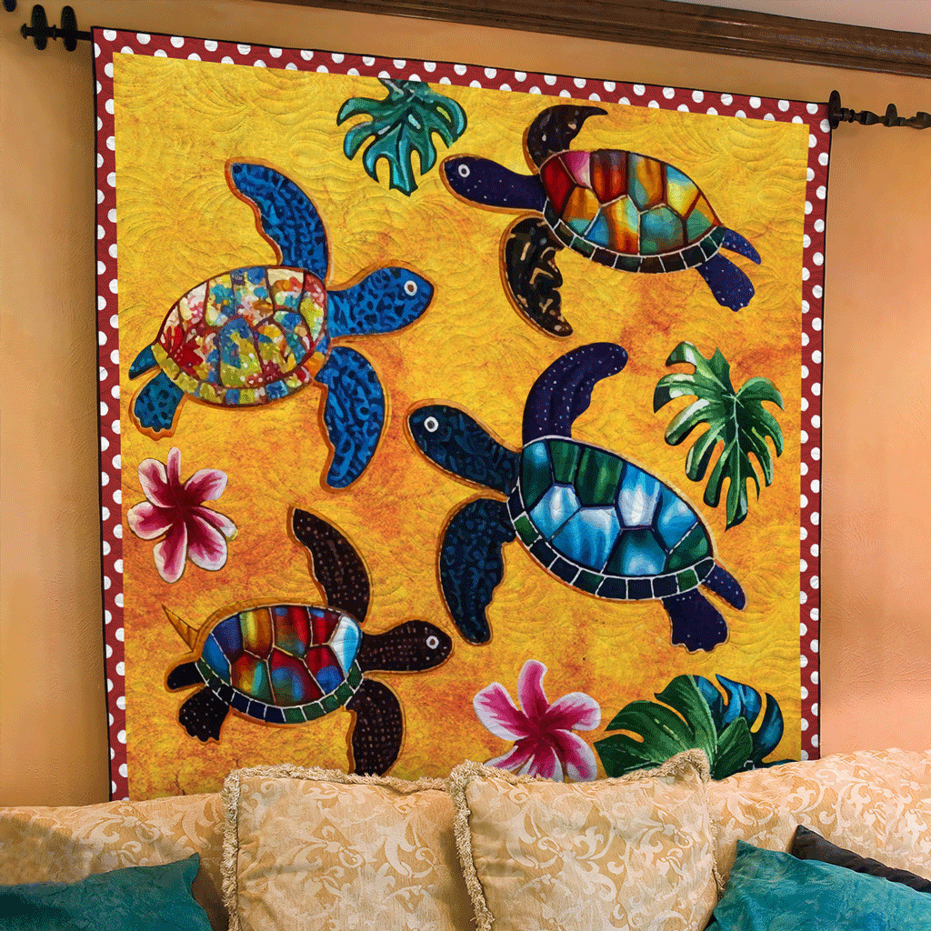 Marine Bliss Quilted Blanket Presents For Turtle Lovers