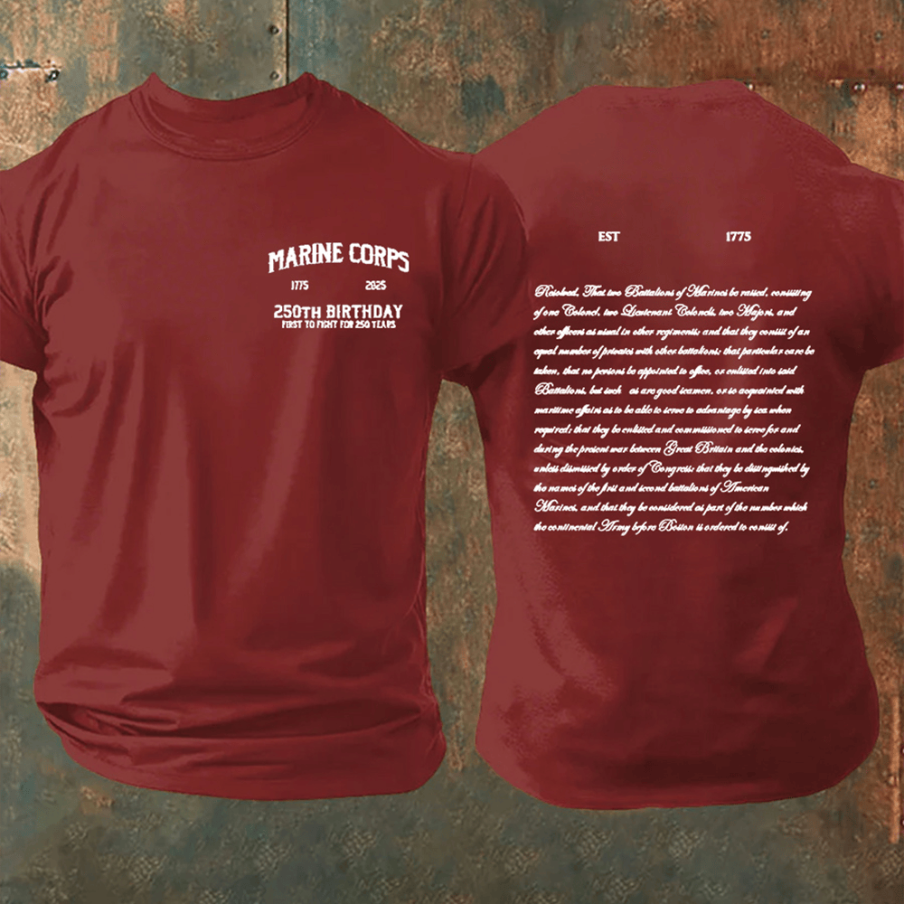 Marine Corps 250th Birthday Red T-Shirt First To Fight For 250 Years Veteran Shirt Usmc Gifts