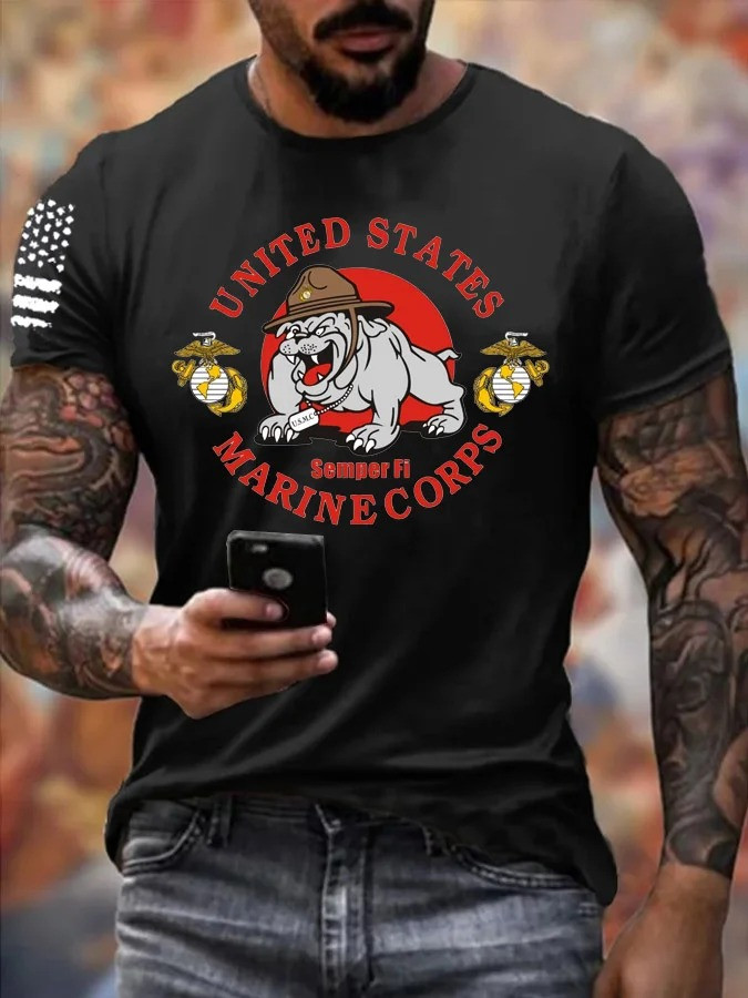 Marine Corps Pattern Print T-Shirt Gifts For Marine Corps Veterans