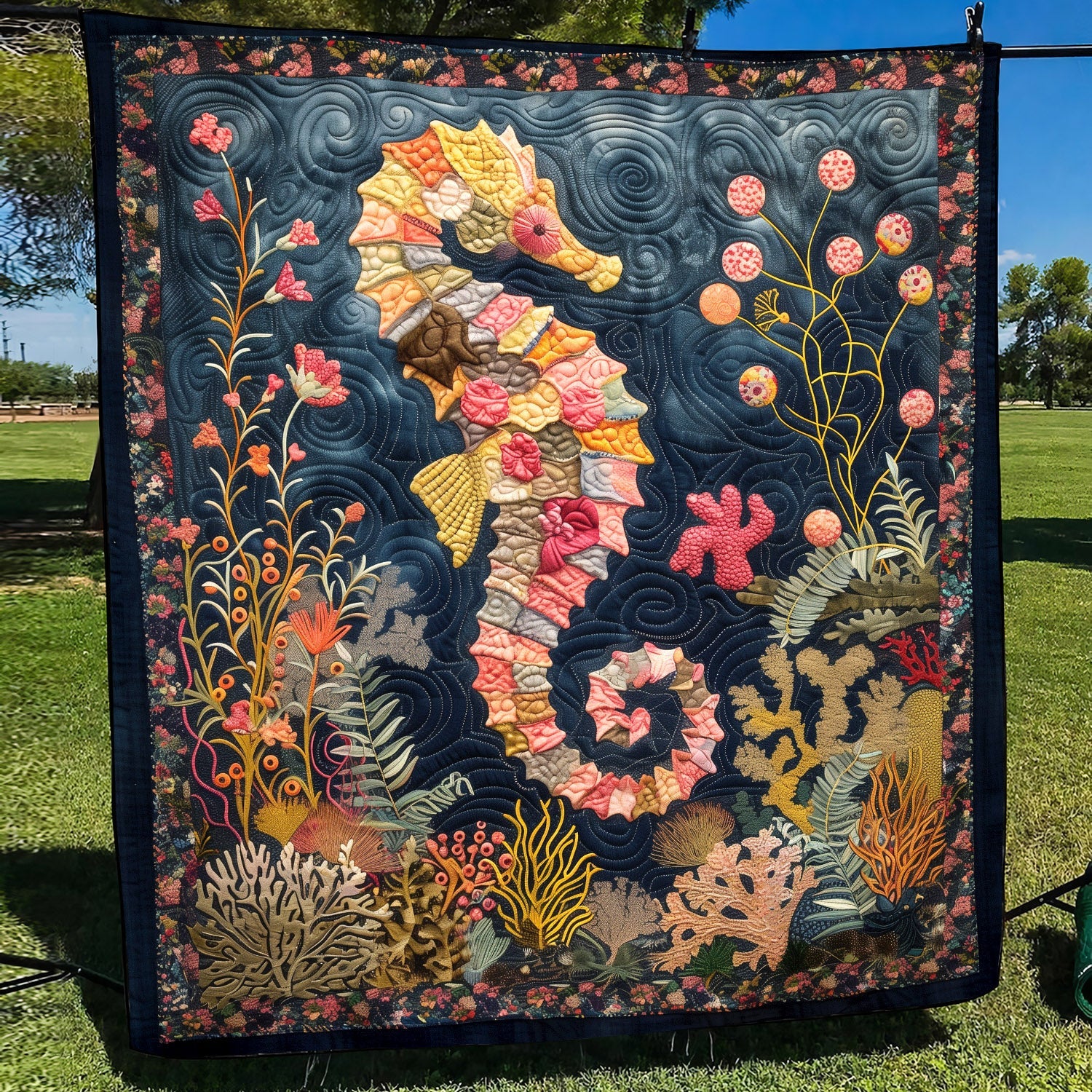 Marine Garden Quilted Blanket Christmas Plush Blanket