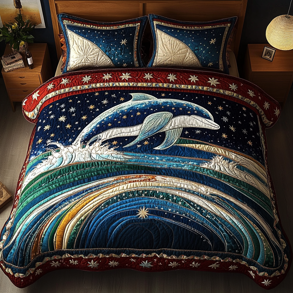 Marine Grace Quilted Bedding Set Exclusive Bedding Gift Set for Luxury Sleep