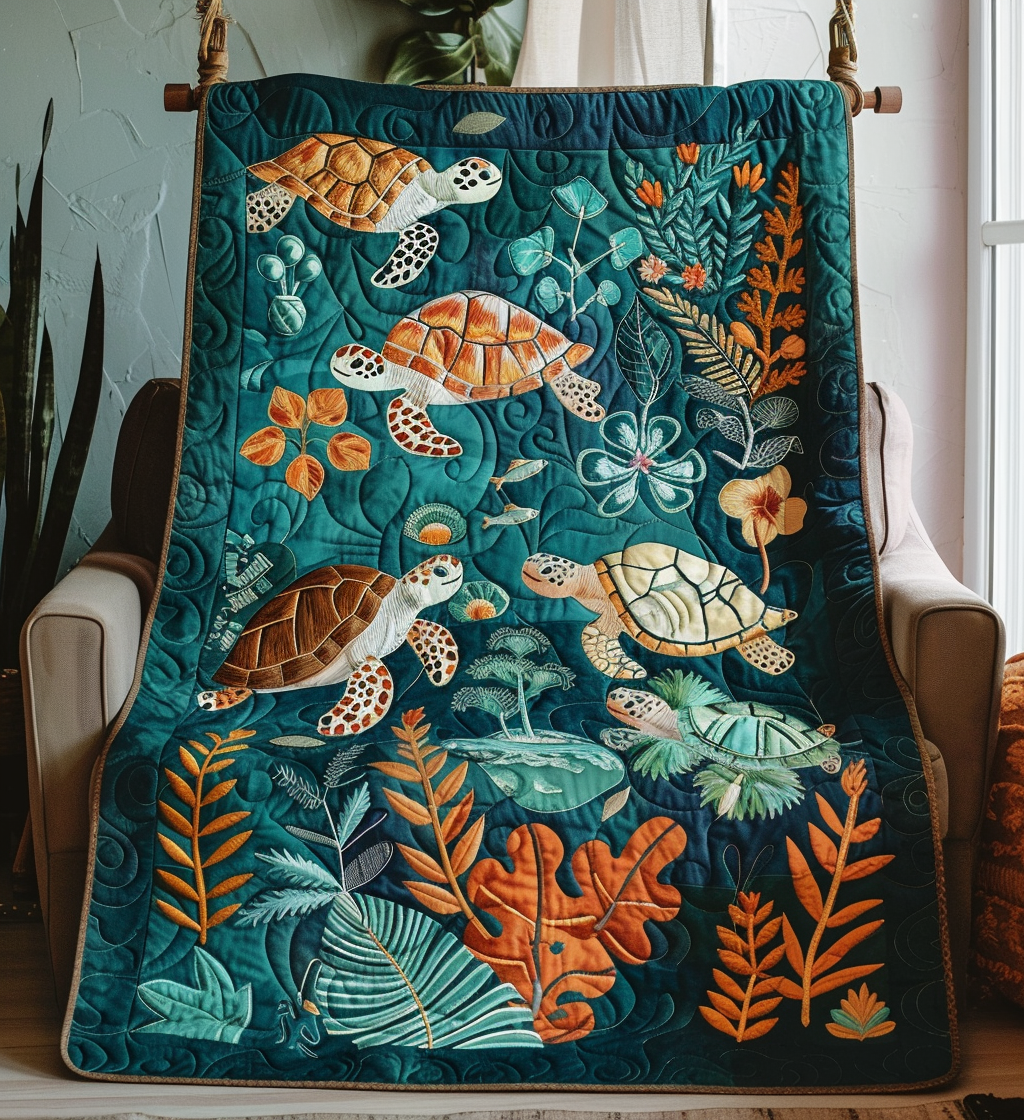 Marine Majesty Quilted Blanket Gifts For A Turtle Lover