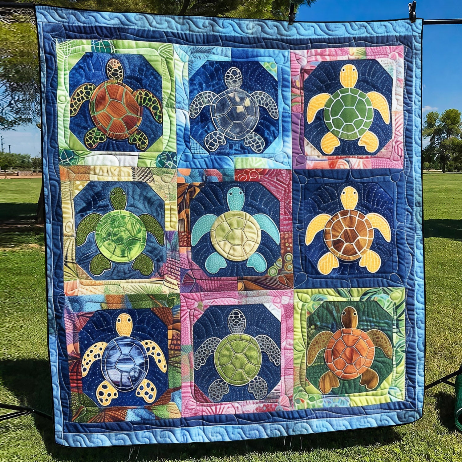 Marine Mirage Quilted Blanket Presents For Turtle Lovers