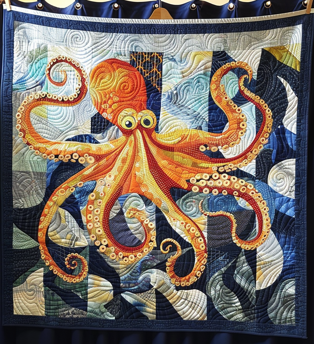 Marine Monarch Quilted Blanket  Octopus Blanket Cute Gifts For Friends