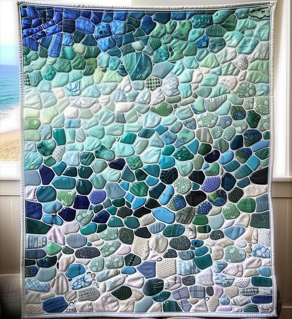 Marine Mosaic Quilted Blanket For Christmas Gifts
