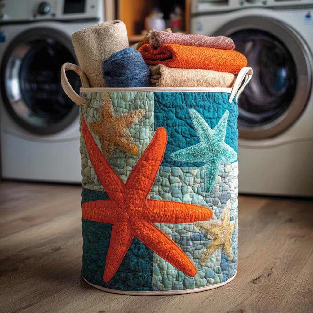 Marine Starburst Quilted Laundry Basket Thoughtful Home Organization Gift for Loved Ones