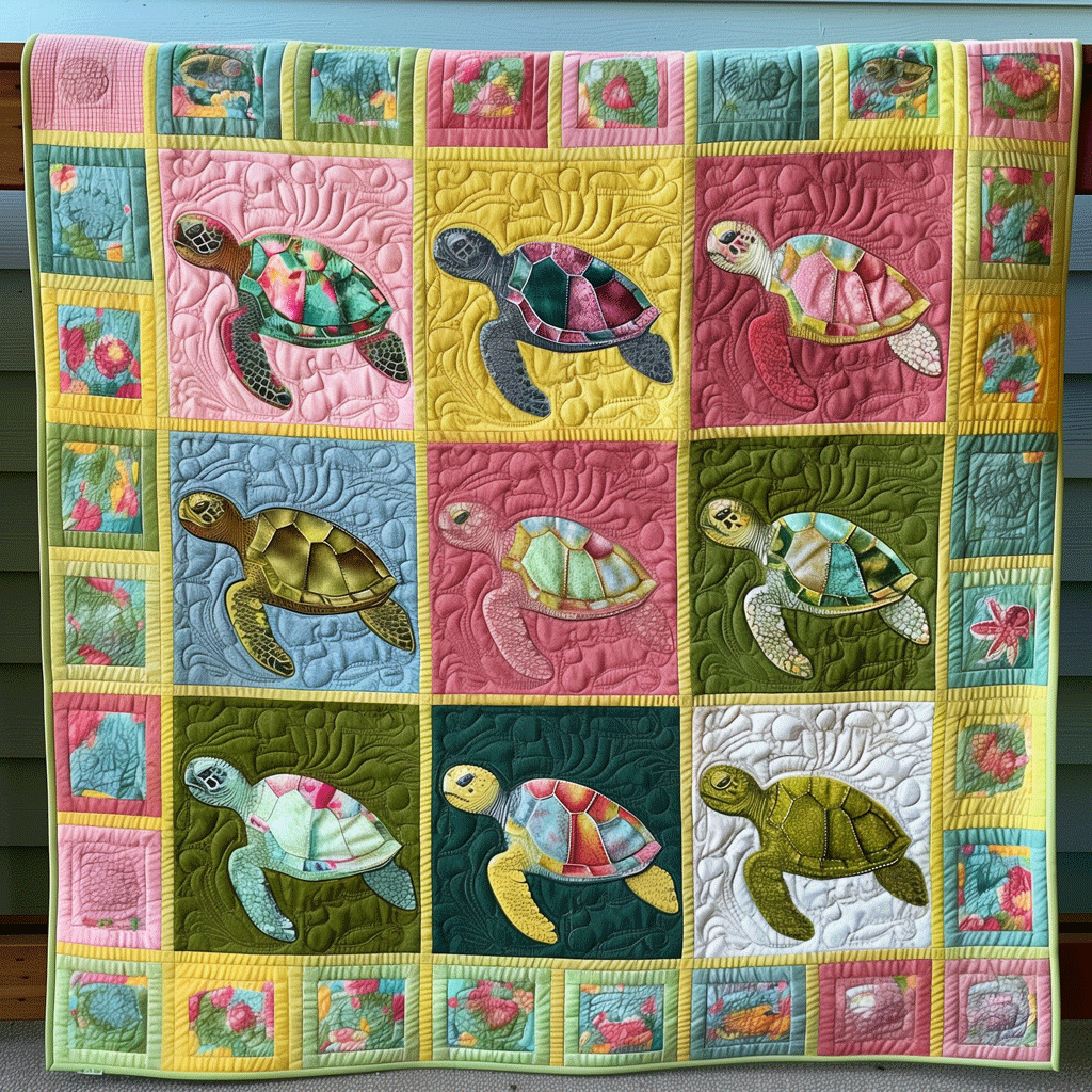 Marine Tranquil Quilted Blanket Presents For Turtle Lovers