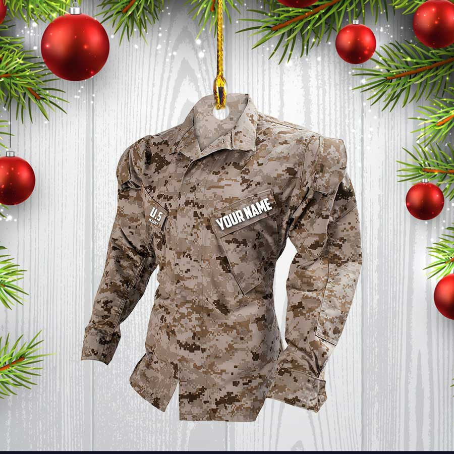 Marine Uniform  Personalized Flat Acrylic Ornament for Marine Corps