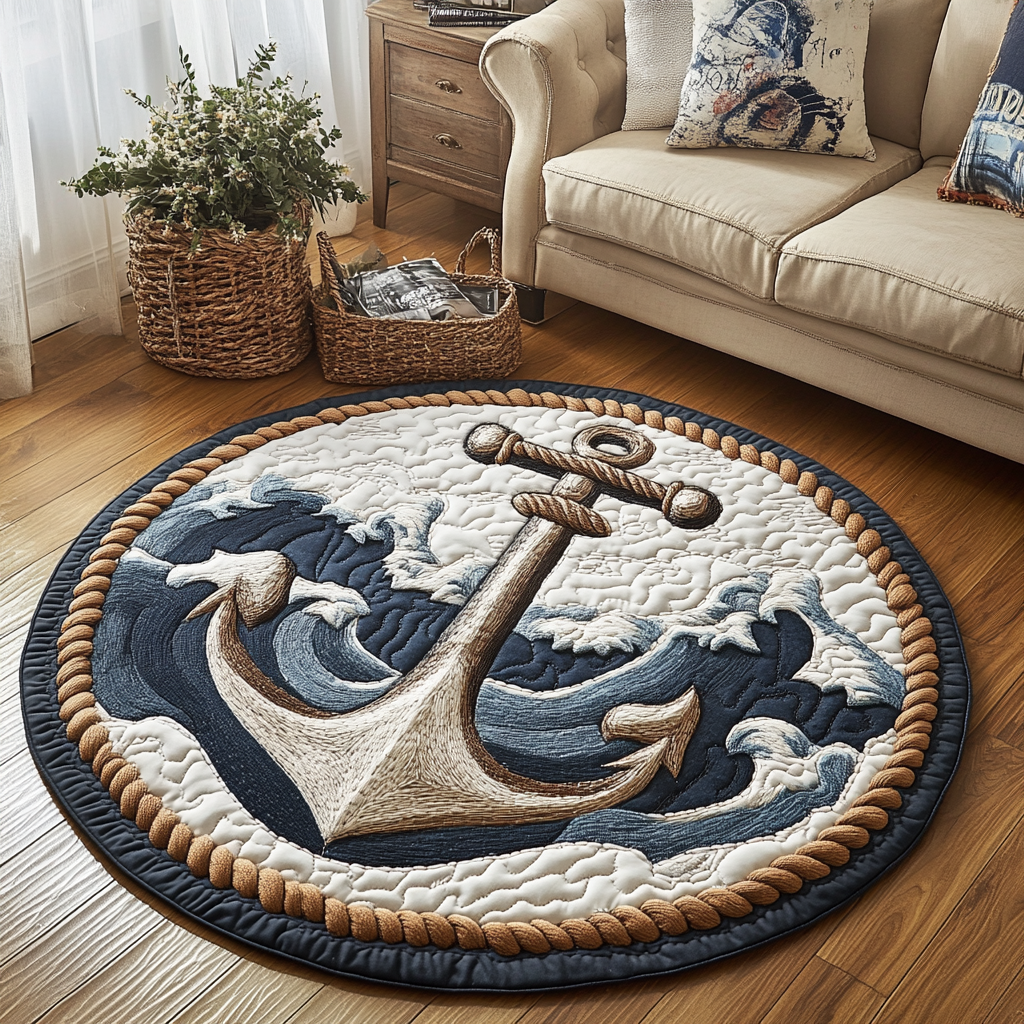 Mariner Hold Quilted Round Mat Foyer Decor Ideas Gift For Ocean Lover