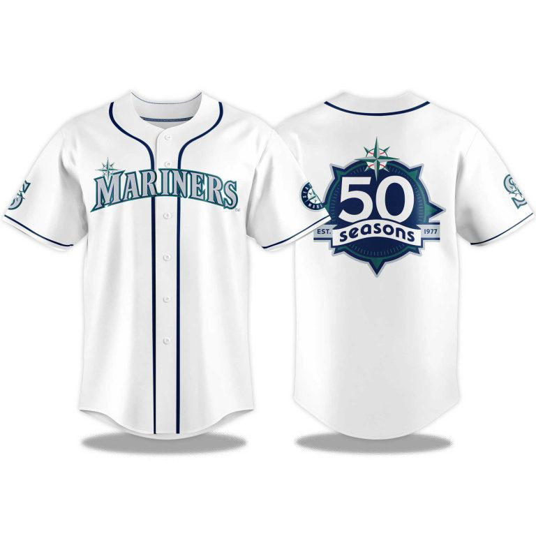 Mariners 50 Seasons Celebration 1977 2026 Jersey Seattle Mariners Merch Baseball Gear