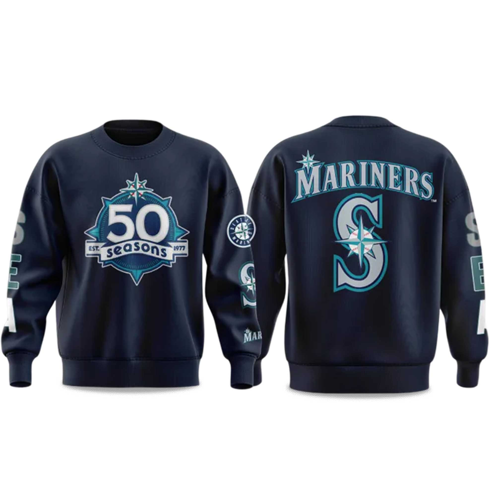 Mariners 50 Seasons Celebration 1977 2026 Sweatshirt Seattle Mariners Apparel Baseball Fan Gear